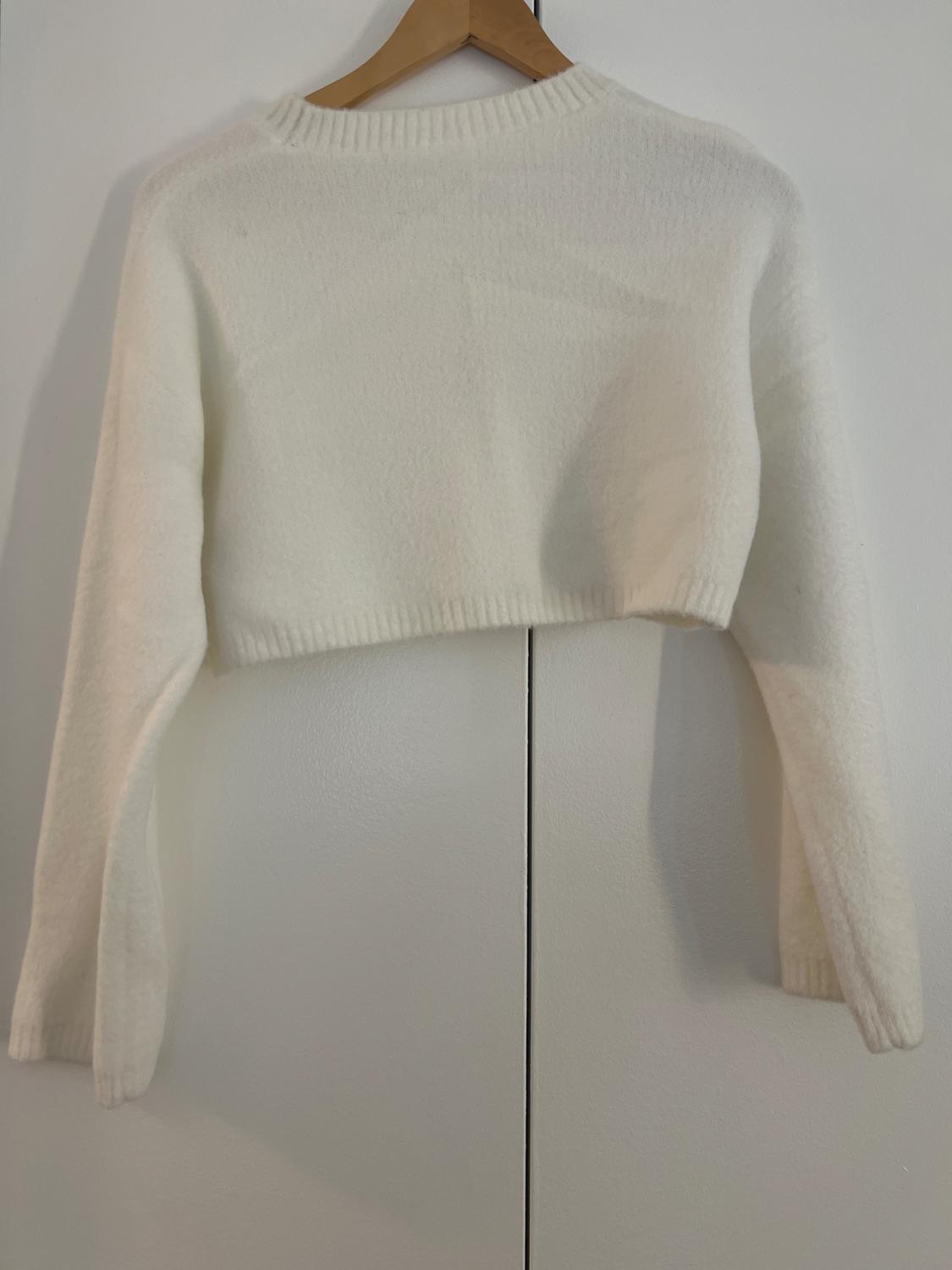 WHITE CROPPED SWEATER - Image 2