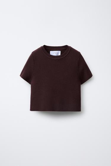 TOP CROPPED PUNTO - Burgundy de Zara - Imagen 0