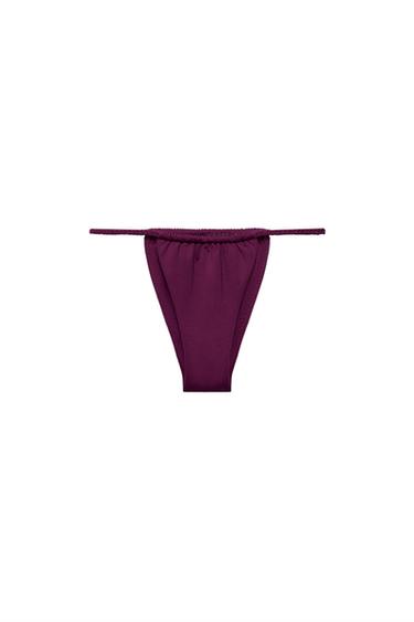 BRAIDED CURTAIN BIKINI BOTTOMS - Aubergine by Zara