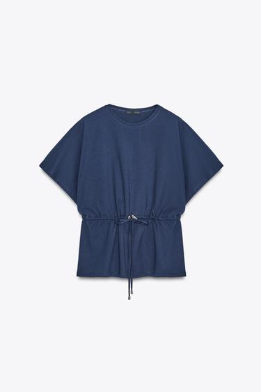 Zara HEAVY COTTON T-SHIRT - Blue