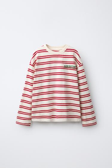 STRIPED T-SHIRT AND WIDE-LEG PANTS SET — Ecru 2