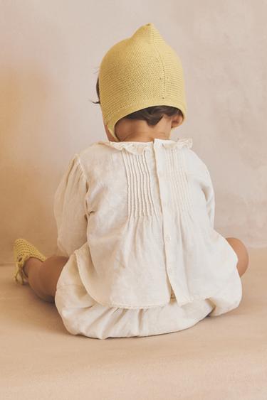 CHEMISE PLIS DENTELLE COTON LIN ÉDITION LIMITÉE - Écru de Zara - Image 3