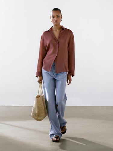Chemisier fluide ramie - Rose de Zara