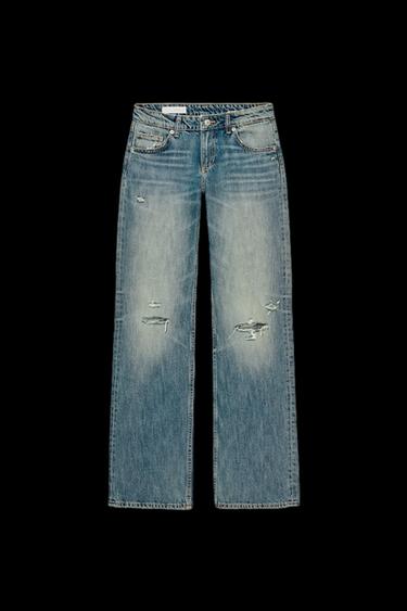 Zara TRF LOW RISE WIDE LEG JEANS - Blue / Green - Image 0