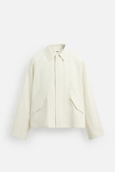 Zara LIMITED EDITION COTTON-LINEN JACKET - Oyster-white