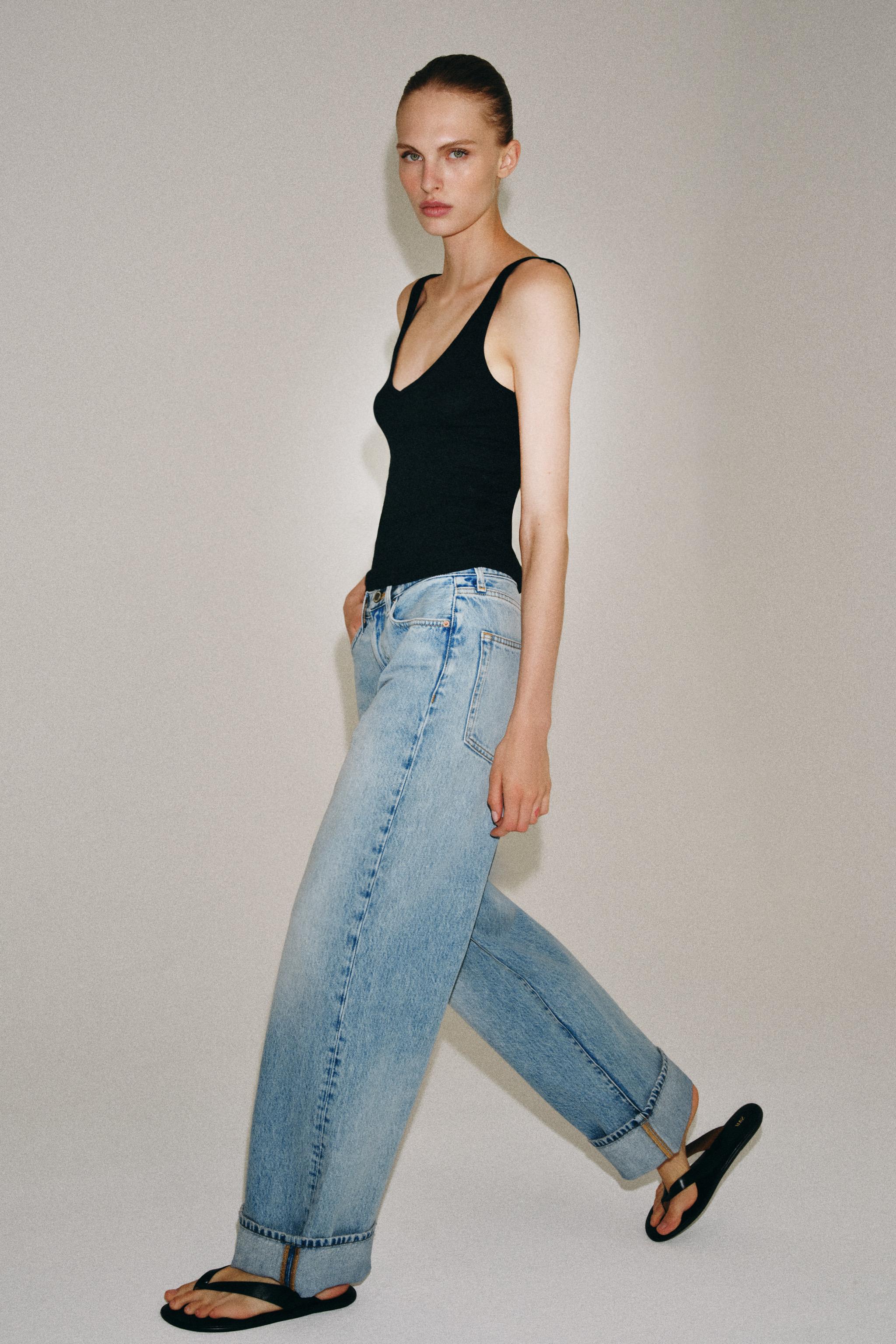 COTTON STRAP TOP — Black