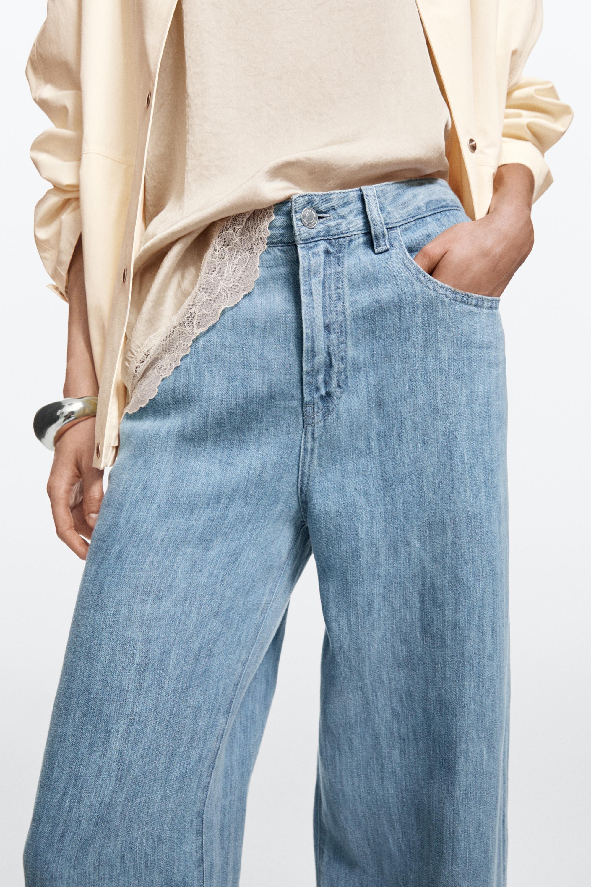 Jean barrel fit taille haute 100 % lin