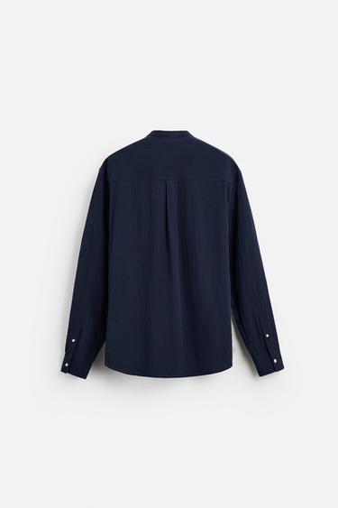 CHEMISE EFFET PLISSÉ - Bleu marine de Zara - Image 7