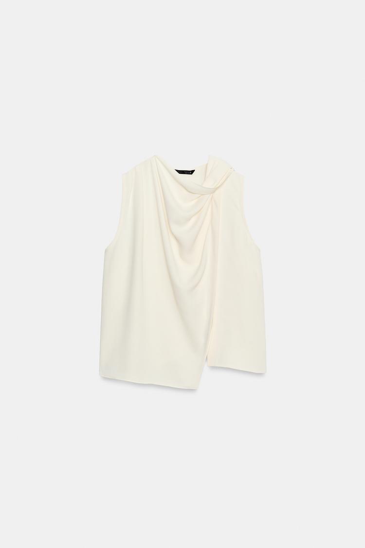 SCARF-EFFECT CROSSOVER BLOUSE