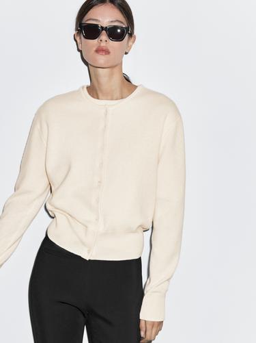 Cardigan en laine mélangée - Jaune de Zara