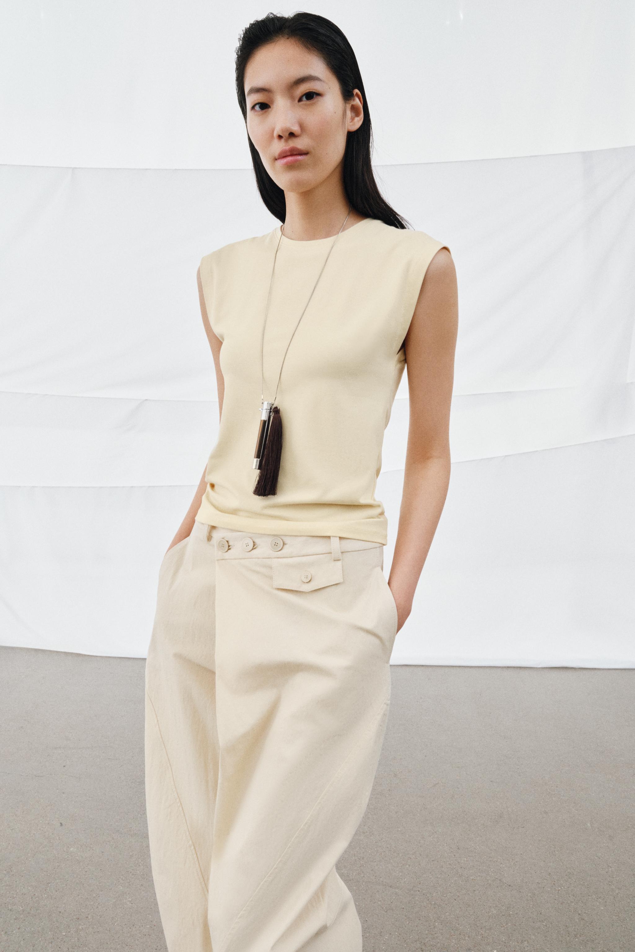 COTTON BLEND T-SHIRT - Pastel yellow | ZARA Turkey