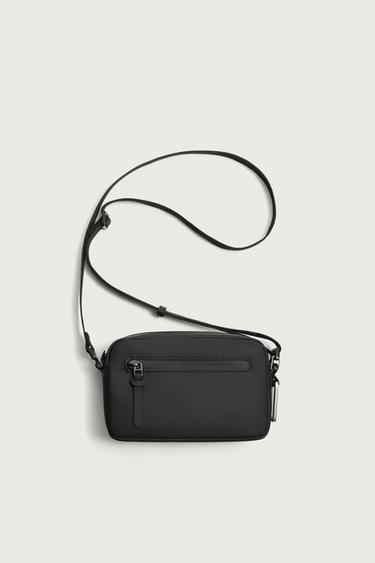 Zara RUBBERIZED CROSSBODY BAG - Black