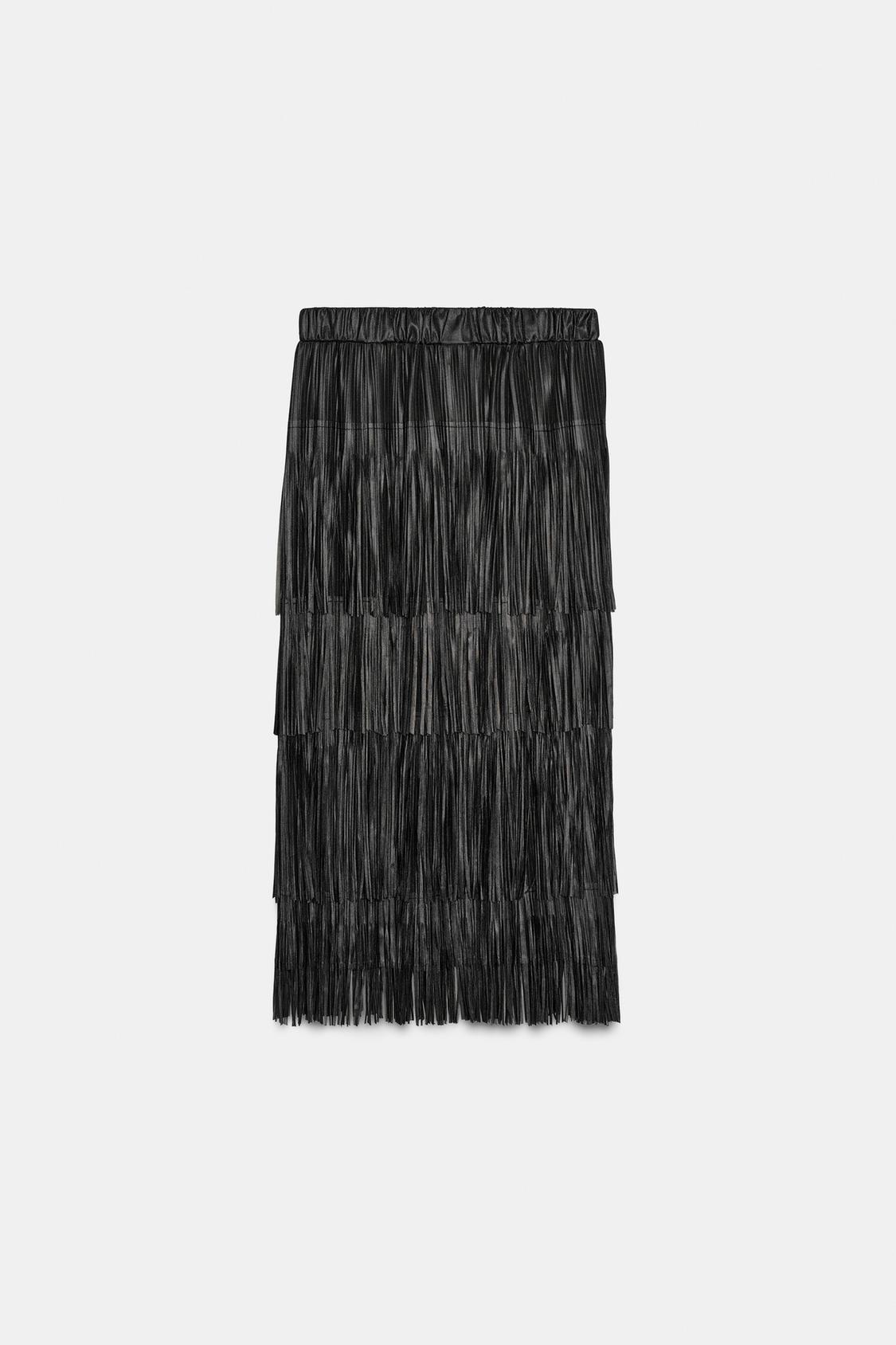 FRINGED MIDI SKIRT