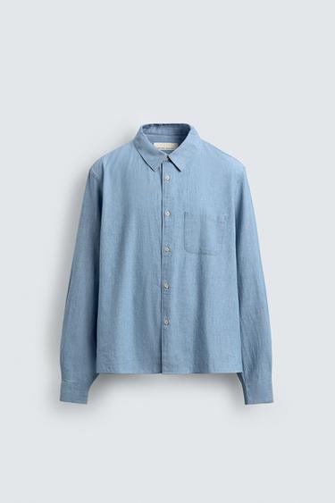 CAMISA REGULAR FIT CHAMBRAY - Azul claro de Zara