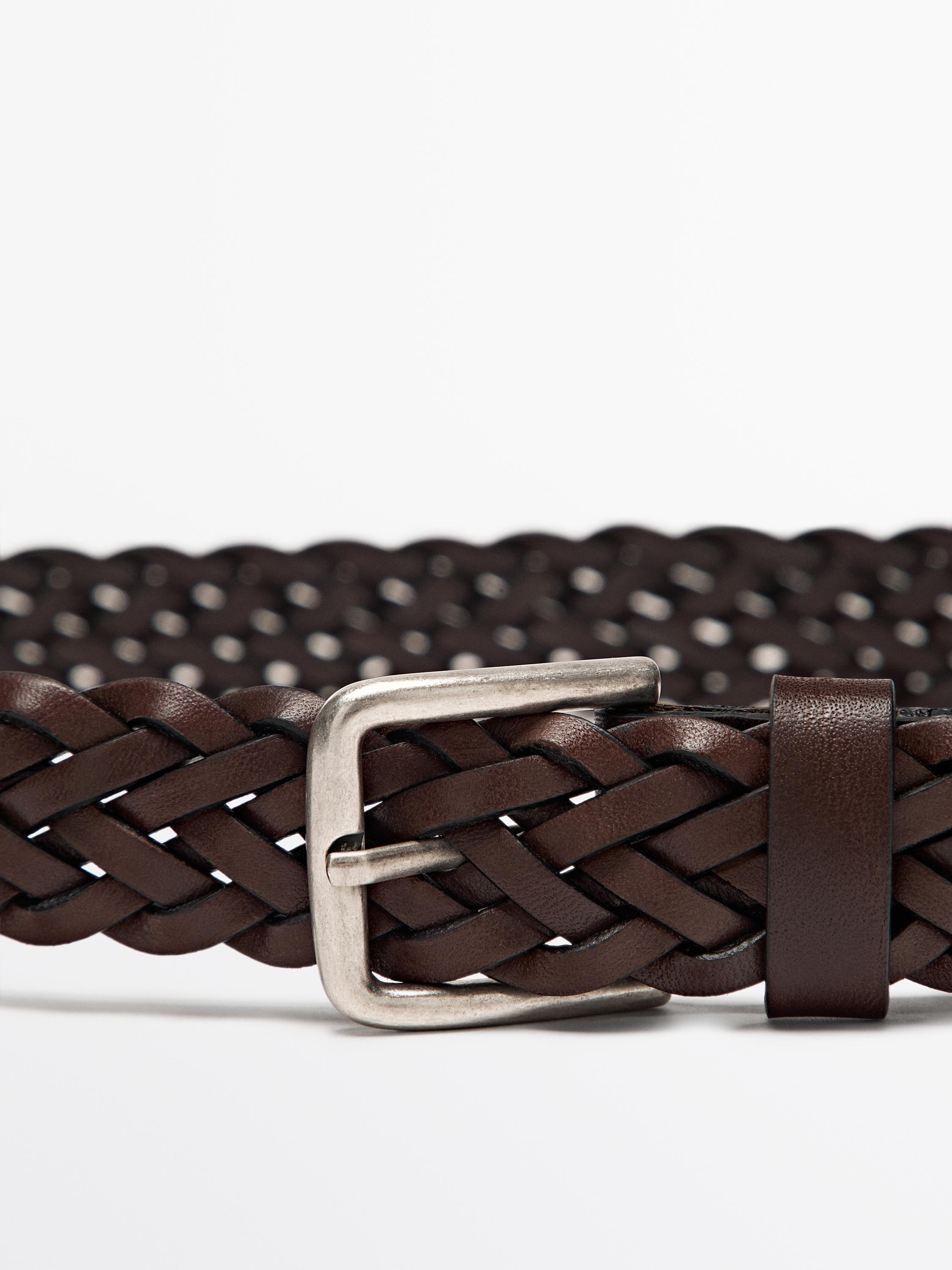 Ceinture tressée en cuir nappa