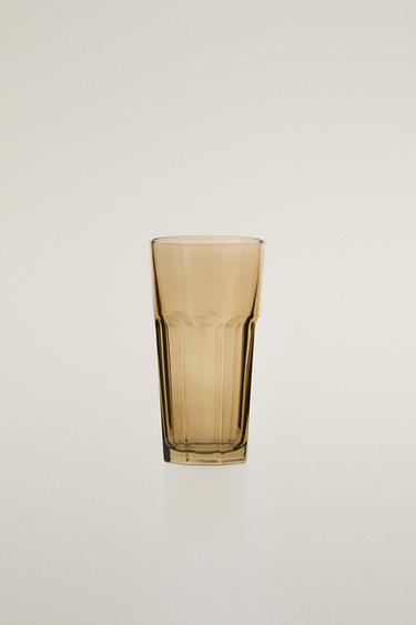RAISED DESIGN GLASS SOFT DRINK TUMBLER - Brown by Zara