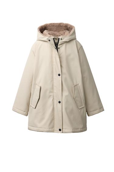 WATER-REPELLENT COATED FAUX FUR JACKET