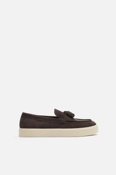 CASUAL LEATHER TASSEL LOAFERS - Brown by Zara