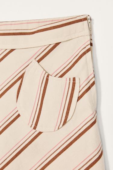 JUPE MIDI RAYURES COTON LIN ÉDITION LIMITÉE - rayures de Zara - Image 6
