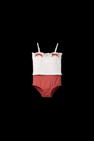 Zara 2-6 YEARS/ SWIMSUIT ELASTIC BOWS - Terracotta - Image 0
