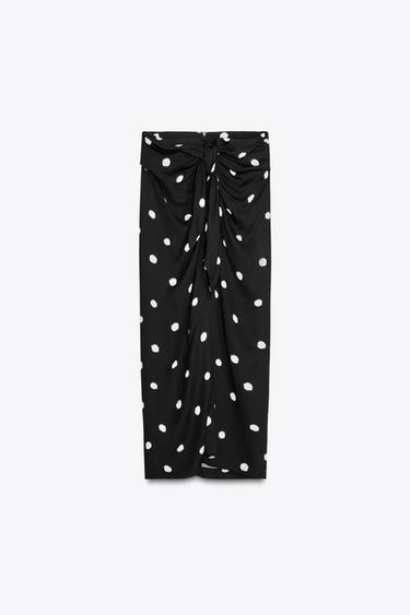 JUPE MIDI À POIS ZW COLLECTION - Noir / Écru de Zara - Image 1