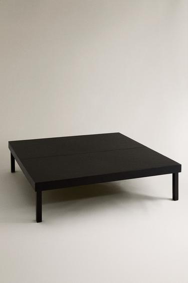 TABLE BASSE BOIS ET CUIR - Noir de Zara