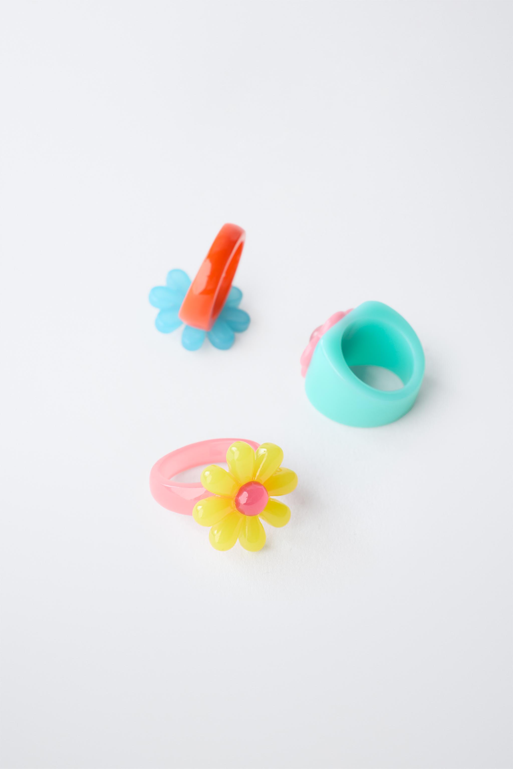 Детские аксессуары Zara THREE-PACK OF FLOWER RINGS — фото 2