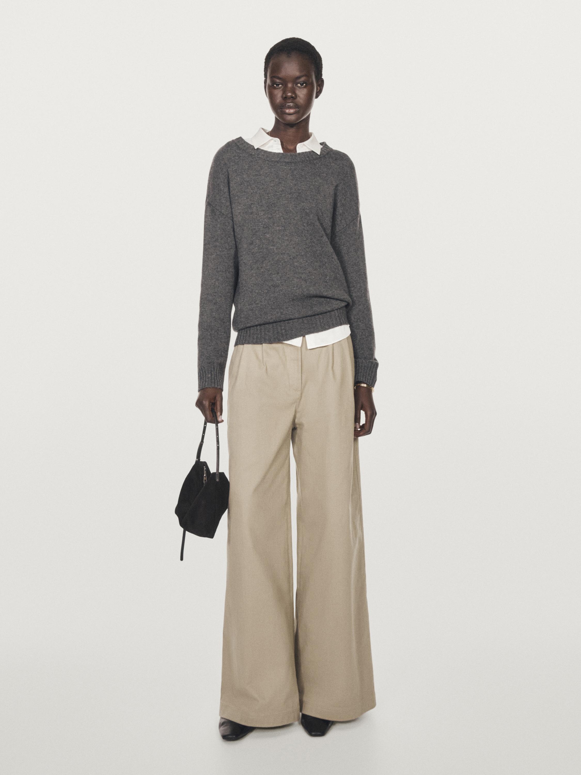 Wool blend crew neck sweater — Mid-gray