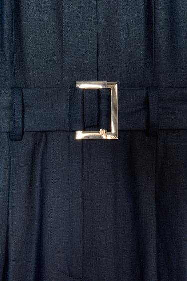 HALTER NECK JUMPSUIT WITH LINEN BLEND BELT - Navy blue by Zara - Image 5