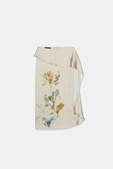 FALDA MIDI SATINADA FLOR - Arena de Zara - Imagen 0
