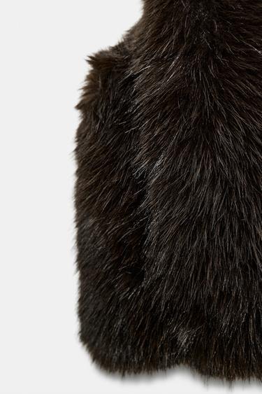 FAUX FUR GILET - Brown by Zara - Image 7