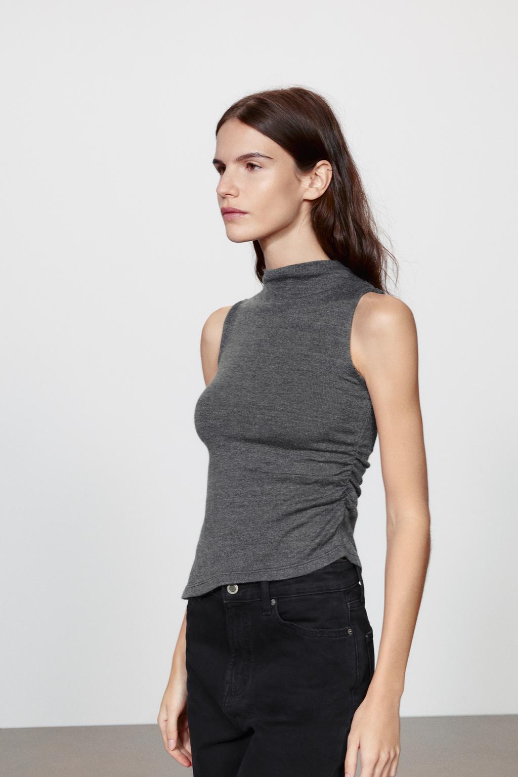 RUCHED HIGH NECK TOP