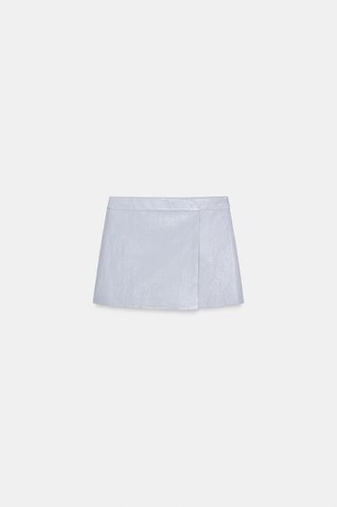 FAUX LEATHER WRAP SKORT - Sky blue by Zara - Image 5