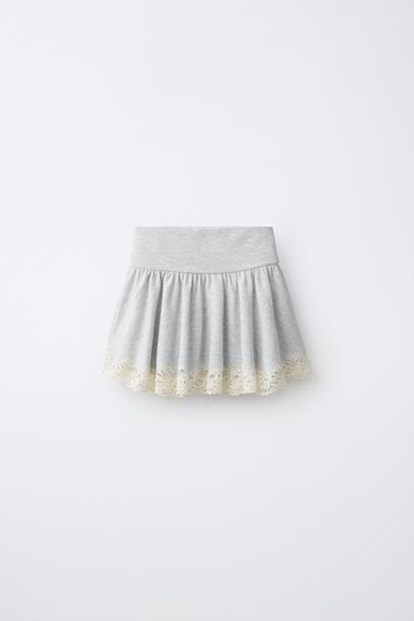 SOFT TOUCH LACE SKIRT — Gray marl 2