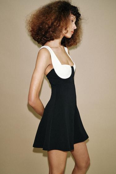 КОРОТКОЕ ПЛАТЬЕ В СКЕЙТЕРСКОМ СТИЛЕ — Черный / Белый от Zara