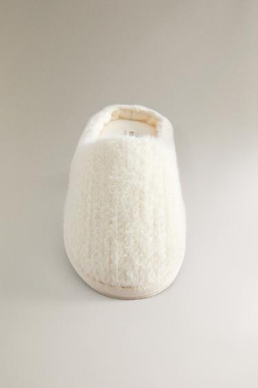 FAUX FUR SLIPPERS WITH PLAITED DETAIL - Beige by Zara - Image 4