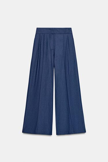 WIDE-LEG TROUSERS WITH DARTS - Indigo by Zara - Image 0