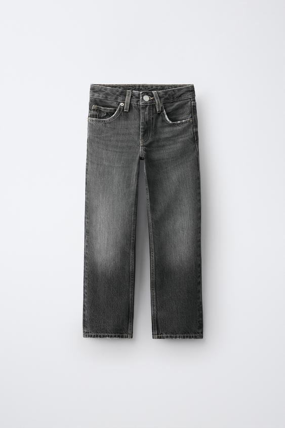 RIPPED STRAIGHT-LEG JEANS - Stone by Zara - Image 0
