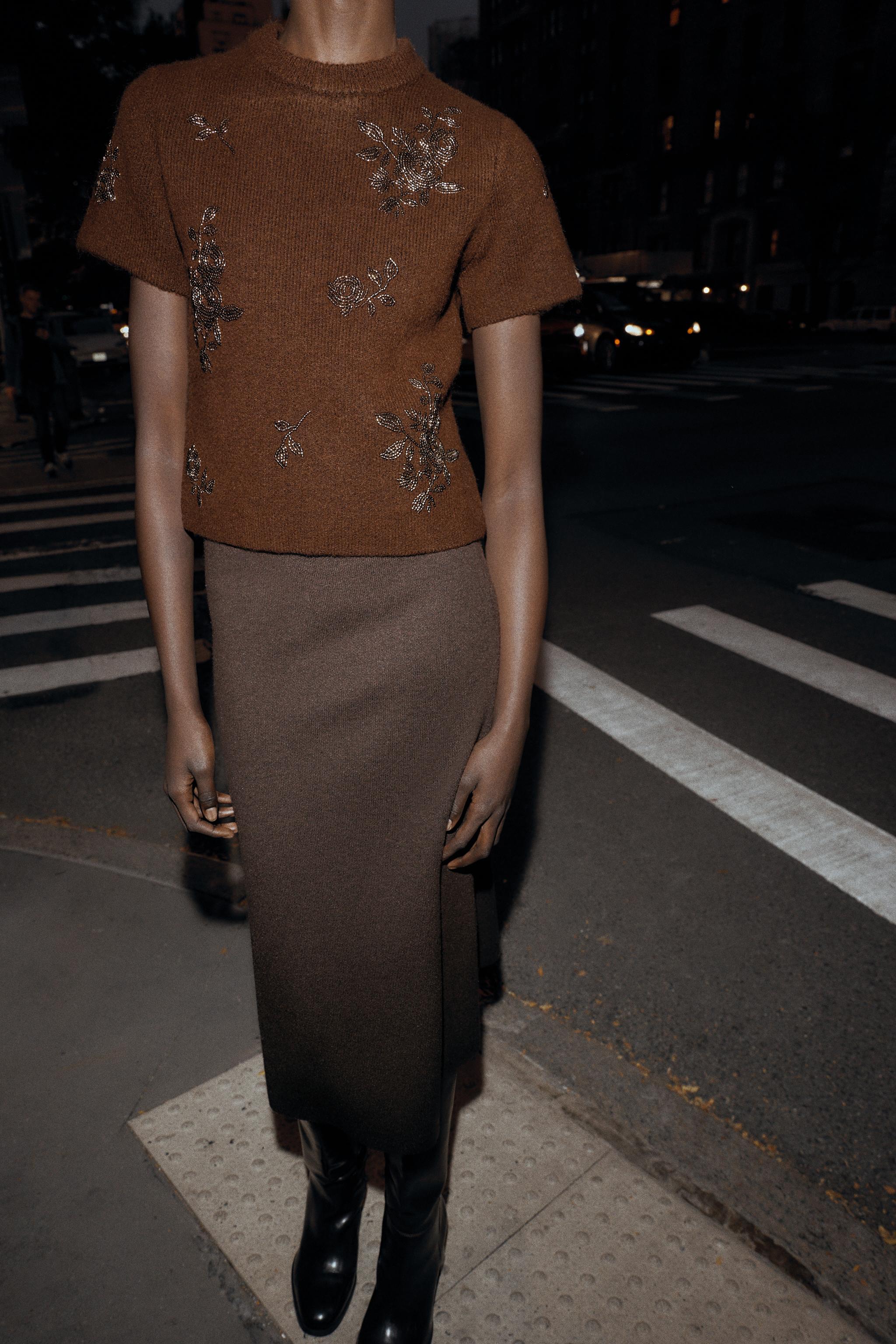 PULL MANCHES COURTES MAILLES FANTAISIE