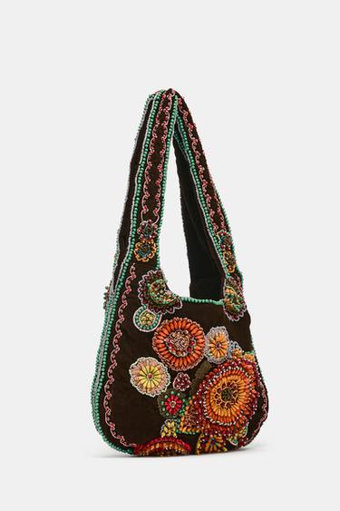 BOLSO DE HOMBRO BORDADO - Multicolor de Zara