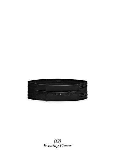 Ceinture large plissée en cuir nappa - Noir de Zara