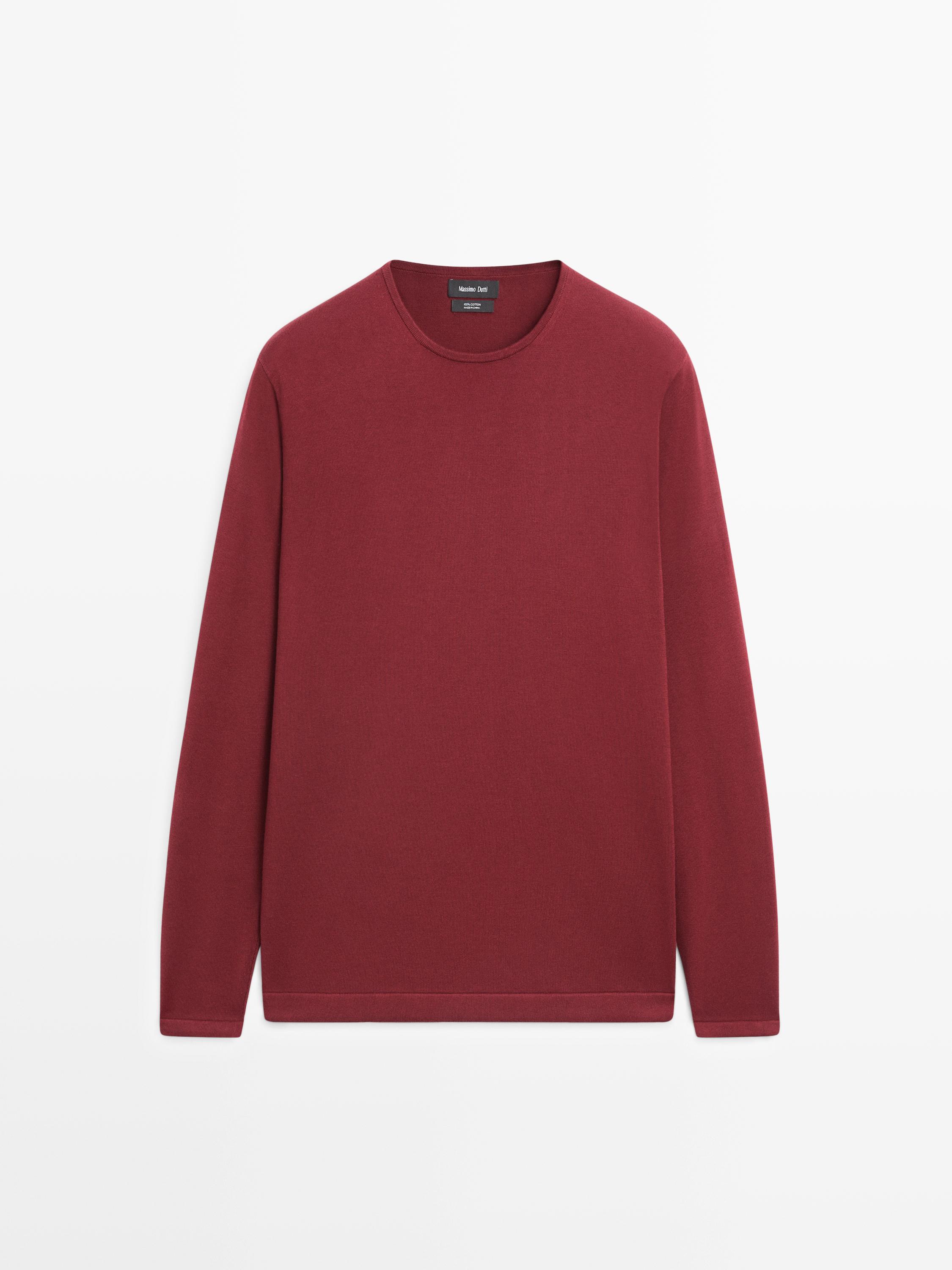 Cotton knit crew neck sweater