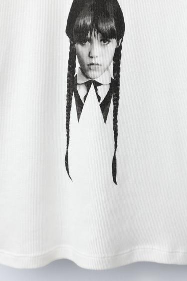 T-SHIRT CÔTELÉ WEDNESDAY © - Blanc de Zara - Image 2
