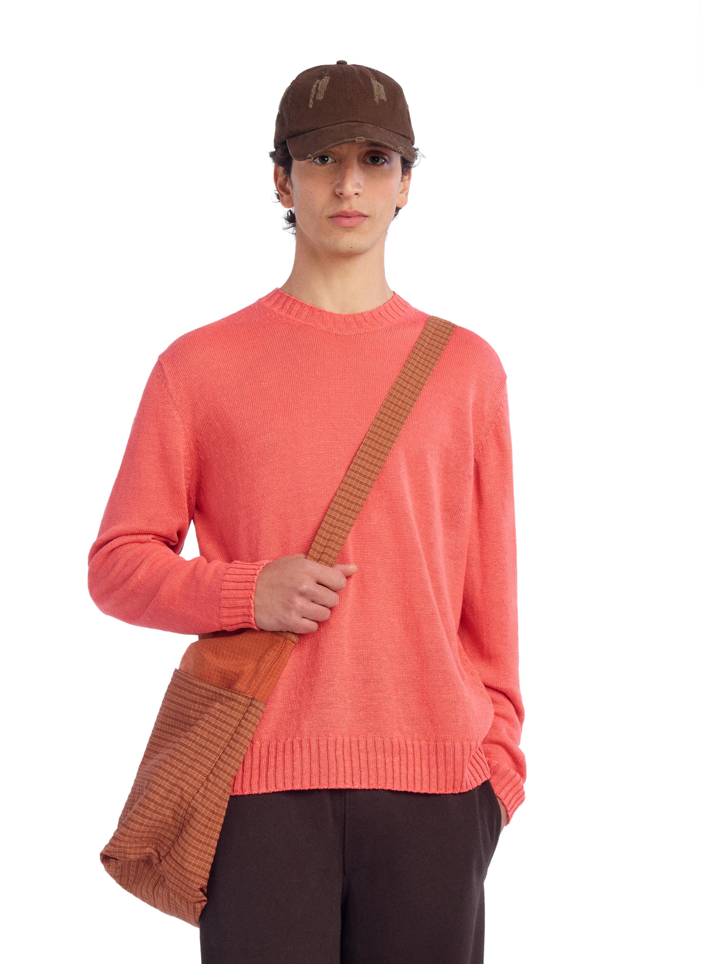 RELAXED FIT 100% LINEN JUMPER — Coral