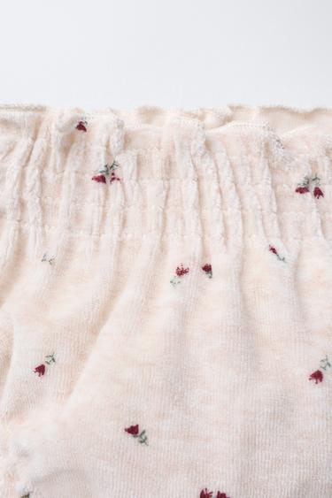 CULOTTE EN VELOURS À FLEURS - Beige clair de Zara - Image 3