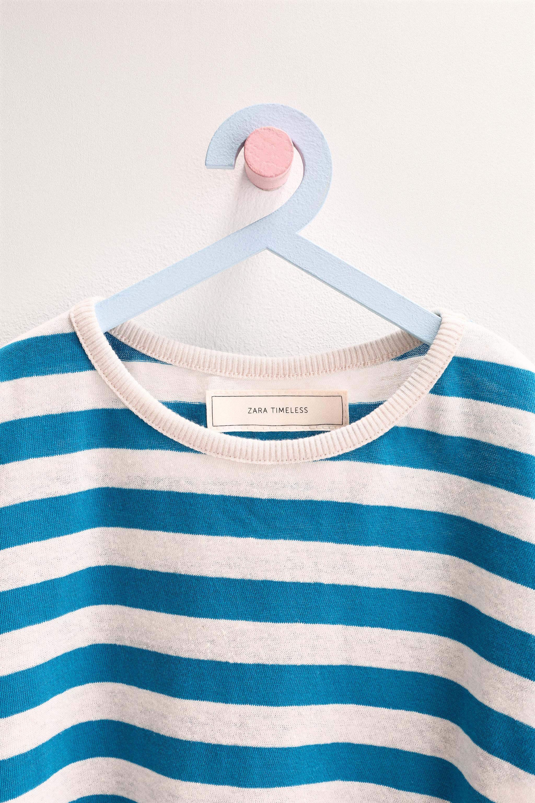 ZARA TIMELESS - STRIPED COTTON LINEN T-SHIRT