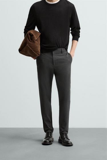 Zara SLIM FIT STRETCH PANTS - Anthracite Gray