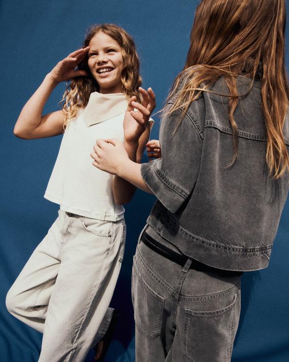 Zara Childrens Girls Sweater Dress Jeans Pants Multi Colored Size