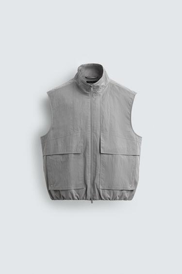 Zara 寬版科技布料背心 - 灰色 / 藍色 - 圖片 0