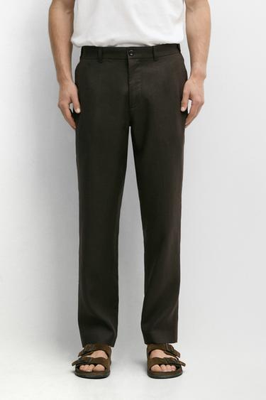 Tapered fit linen pants — Green 1